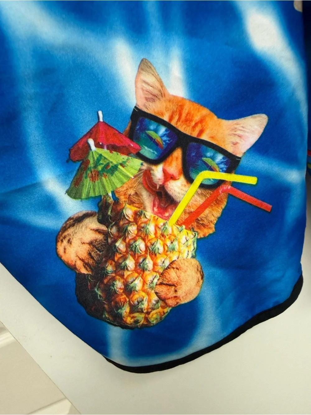 Bioworld Blue Pineapple Print Men's Swim Board Shorts